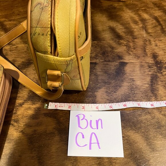 Vintage Leather World Map Crossbody Bag and wallet  CA - Picture 4 of 14